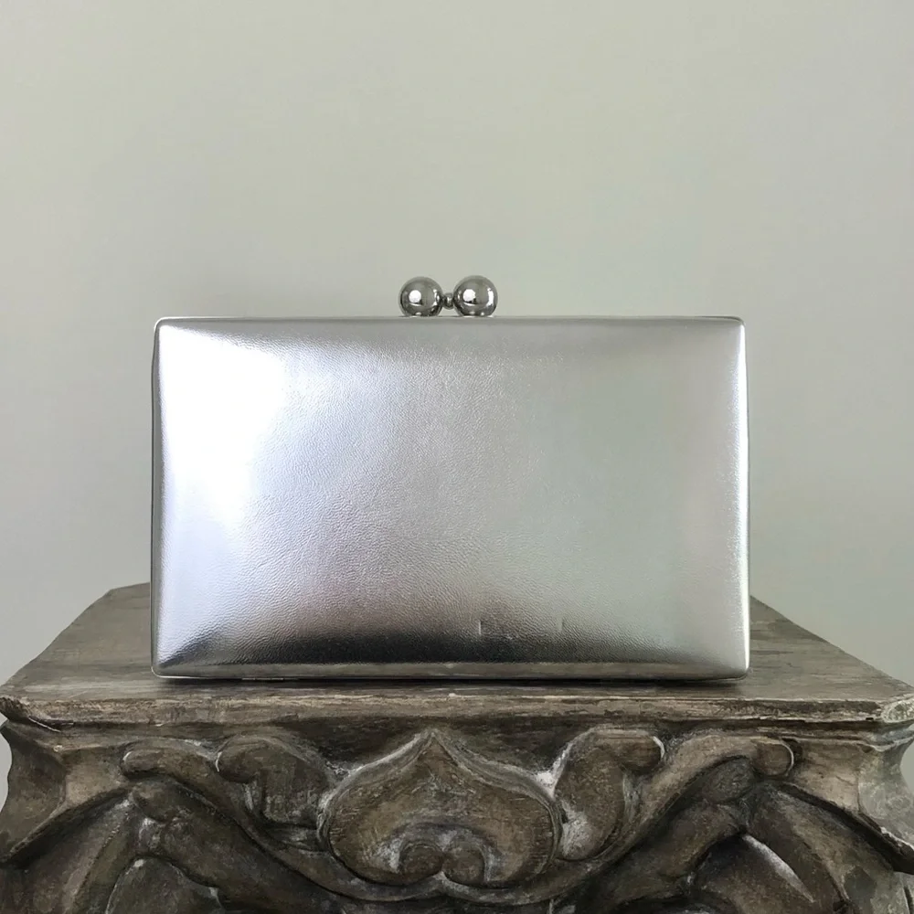 EVER NEW Handbag Silver Pink Clutch Bridal Bridesmaid Wedding Formal Dressy - Picture 8 of 16